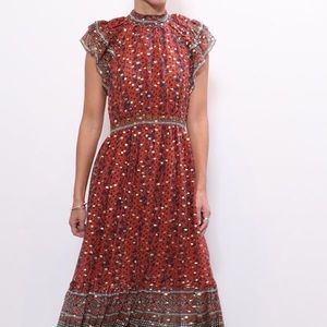ULLA JOHNSON ALASTAIR DRESS - BRICK AND GOLD
